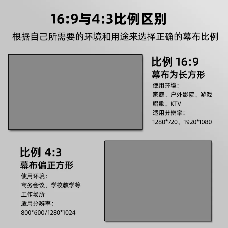 简易折叠金属抗光投影幕布100 120寸反光增亮家用4K高清电影幕