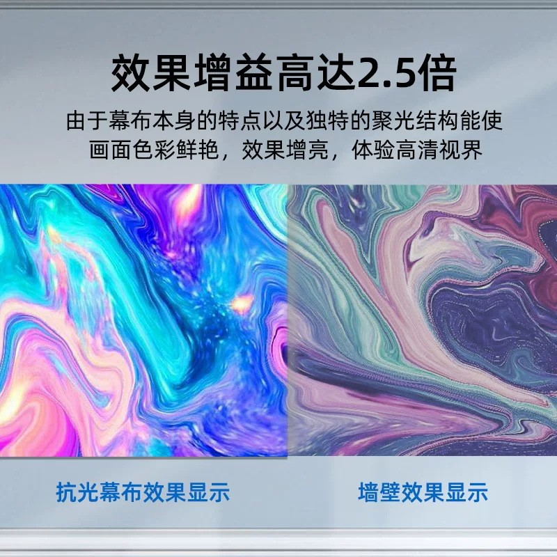 简易折叠金属抗光投影幕布100 120寸反光增亮家用4K高清电影幕