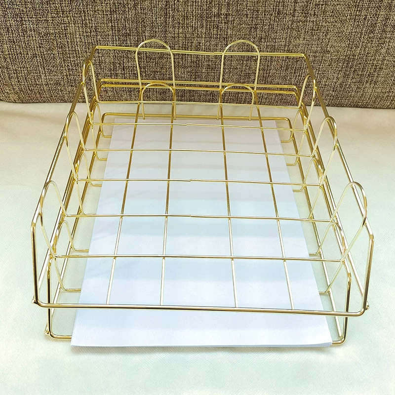 北欧风铁艺文件篮创意收纳架文件盘桌面家居收纳整理架厂家批发
