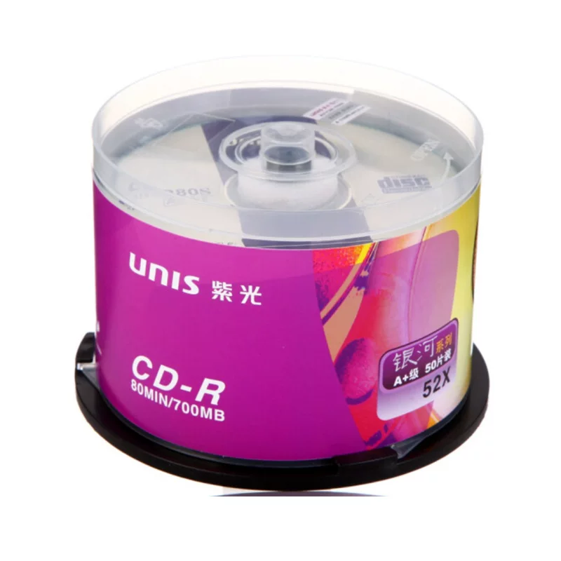 UNIS/紫光 CD-R 空白刻录光盘银河系列CDR光盘 700M 52X 桶装50片