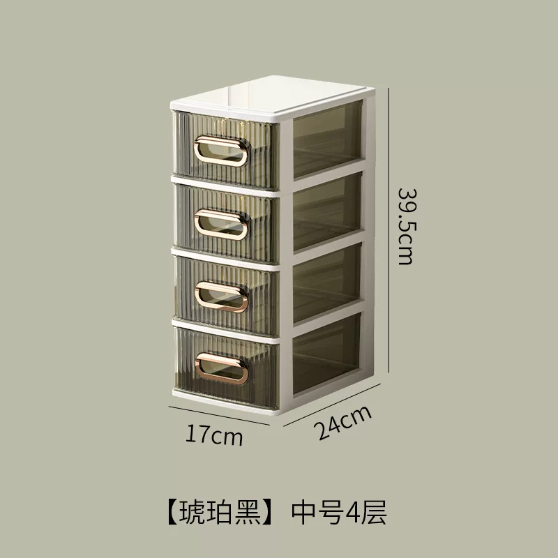 学生桌面收纳柜办公桌面化妆品收纳箱子透明抽屉式A4收纳杂物文具