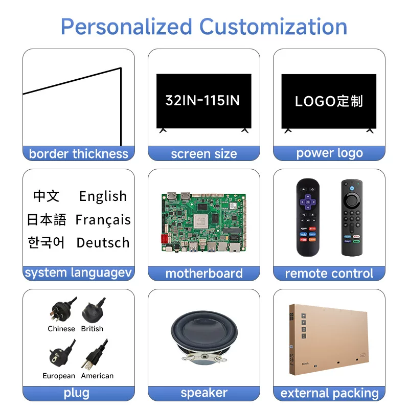 跨境外贸LED电视机32/42/50/55/60/65英寸护眼全面屏液晶电视TV