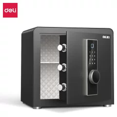 得力AE913指纹密码保管箱H600家用办公全钢防盗可入墙入柜保管柜