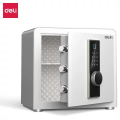 得力AE913指纹密码保管箱H600家用办公全钢防盗可入墙入柜保管柜