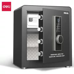 得力AE913指纹密码保管箱H600家用办公全钢防盗可入墙入柜保管柜