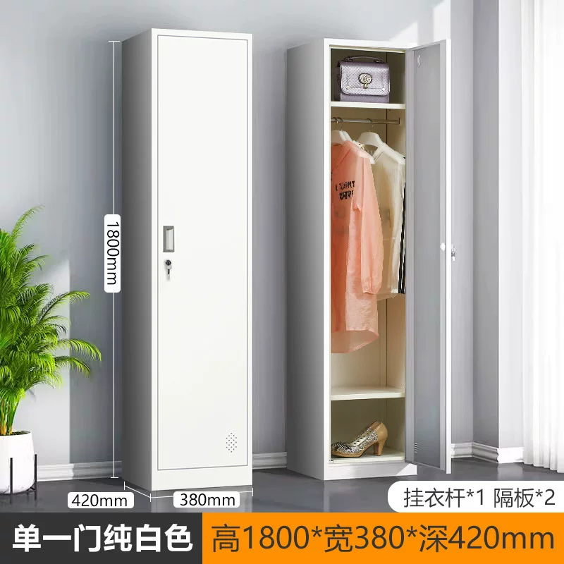 单门更衣柜宿舍带锁员工储物柜鞋柜铁皮柜钢制柜更衣箱办公室衣柜