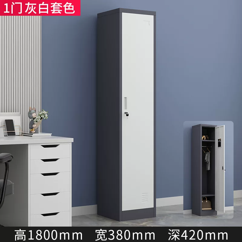 单门更衣柜宿舍带锁员工储物柜鞋柜铁皮柜钢制柜更衣箱办公室衣柜