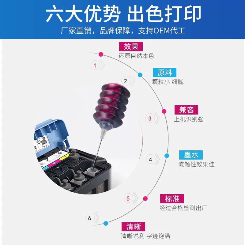 弹簧瓶填充墨水30ML通用墨水染料适用佳能/爱普打印机墨盒加墨