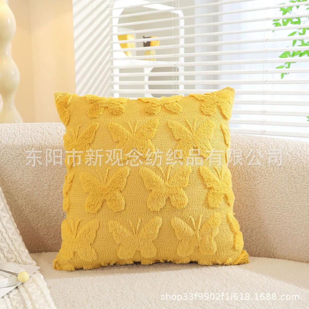 厂家新款抱枕套绗缝毛绒蝴蝶床头靠垫套派对装饰跨境推荐家纺枕套