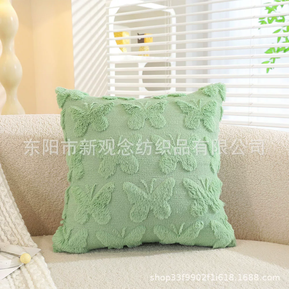 厂家新款抱枕套绗缝毛绒蝴蝶床头靠垫套派对装饰跨境推荐家纺枕套