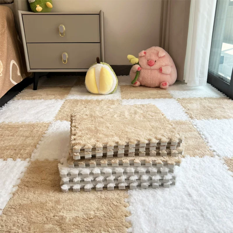 现代简约拼接地垫创意混搭防滑耐脏脚垫家用床边易打理宝宝爬爬垫