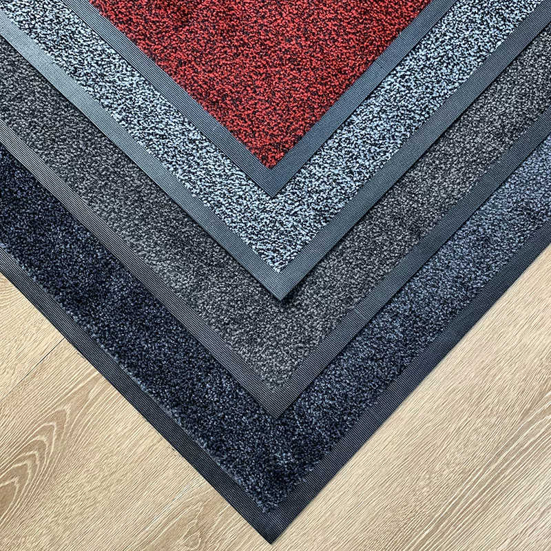 定制跨境机织尼龙色纱橡胶簇绒割绒加捻丙纶pvc入户门垫地毯地垫