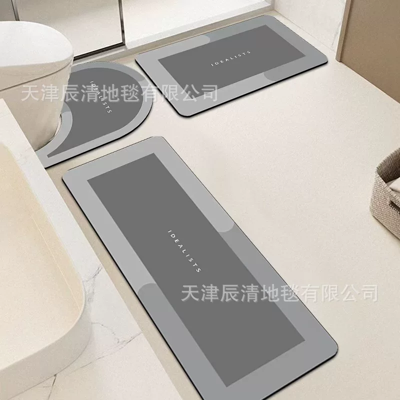 简约硅藻泥地毯浴室防滑耐脏三件套地垫厕所吸水速干脚垫工厂批发
