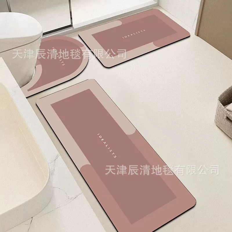 简约硅藻泥地毯浴室防滑耐脏三件套地垫厕所吸水速干脚垫工厂批发