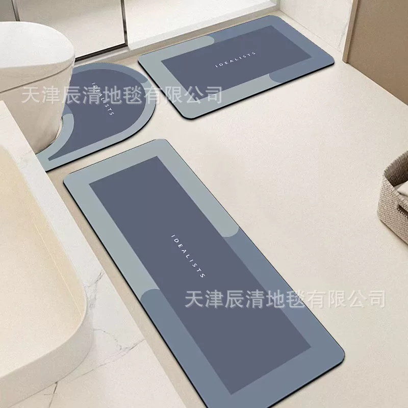 简约硅藻泥地毯浴室防滑耐脏三件套地垫厕所吸水速干脚垫工厂批发