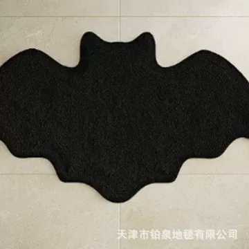 跨境TEMU万圣节蜘蛛网南瓜水晶绒装饰垫仿羊绒客厅玄关耐脏地毯