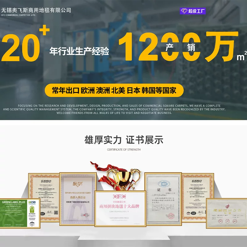 奥飞斯商用地毯现代简约方块拼接地毯多色可选材质送货上门安装