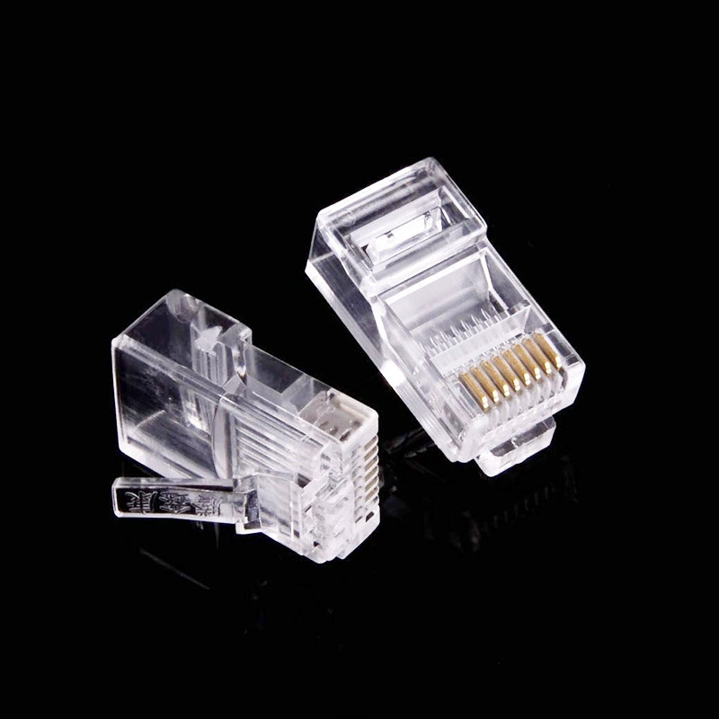 厂家批发超五类水晶头 RJ45非屏蔽纯铜三叉网络水晶头 8p8c水晶头