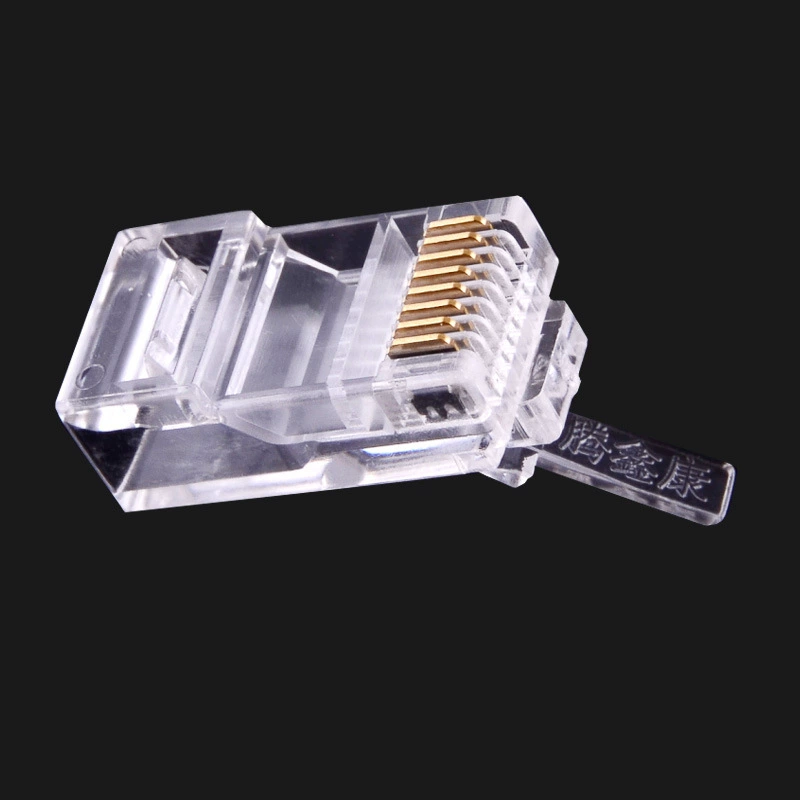 厂家批发超五类水晶头 RJ45非屏蔽纯铜三叉网络水晶头 8p8c水晶头