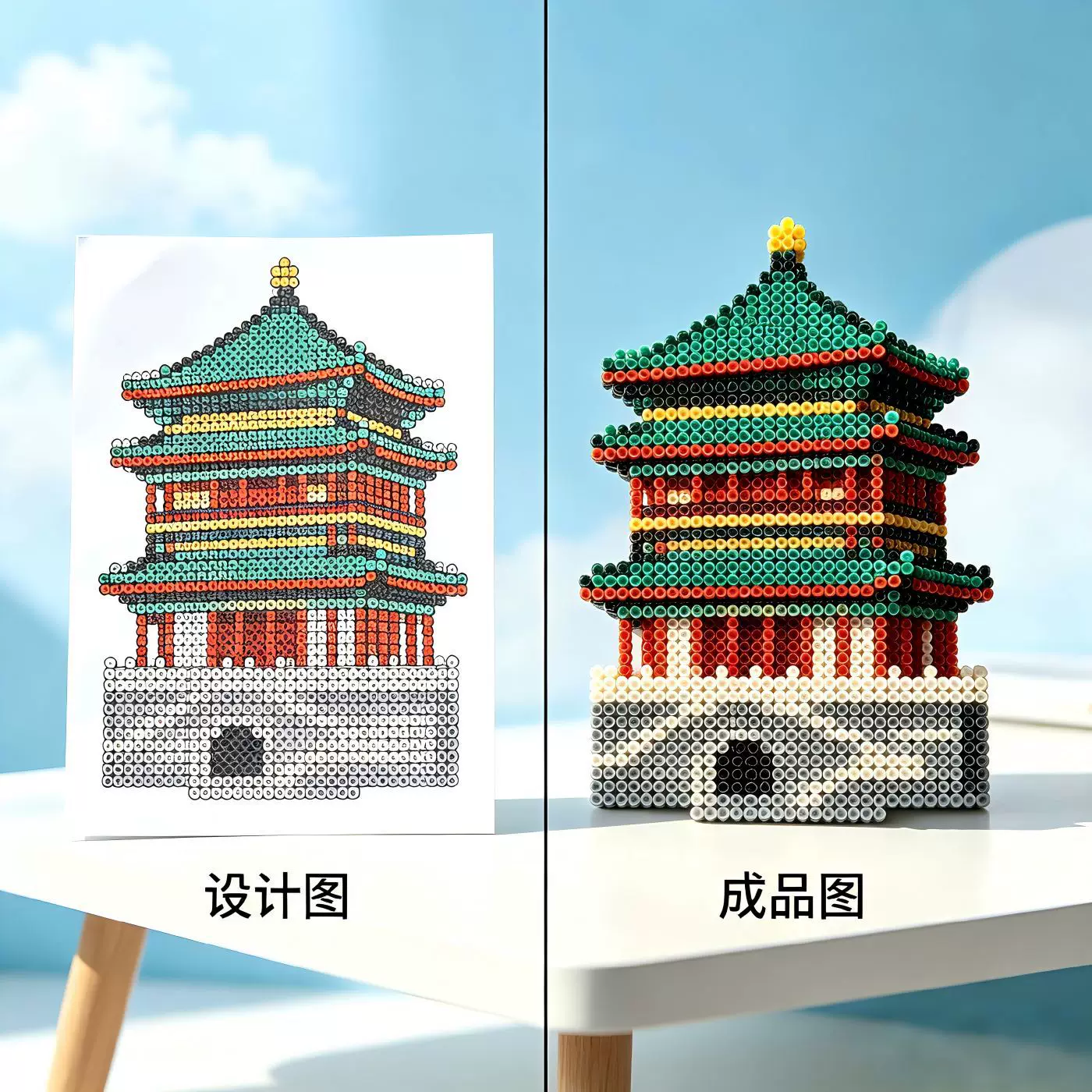 拼豆挂件定制创意DIY拼豆原材料融合豆企业礼品拼豆定制成品挂件