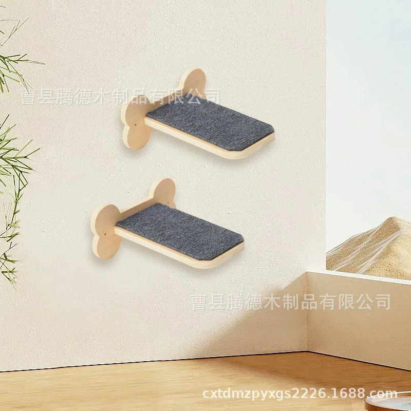 现货木制猫爬架墙上悬挂式实木猫梯架家用猫咪墙上玩具宠物梯架