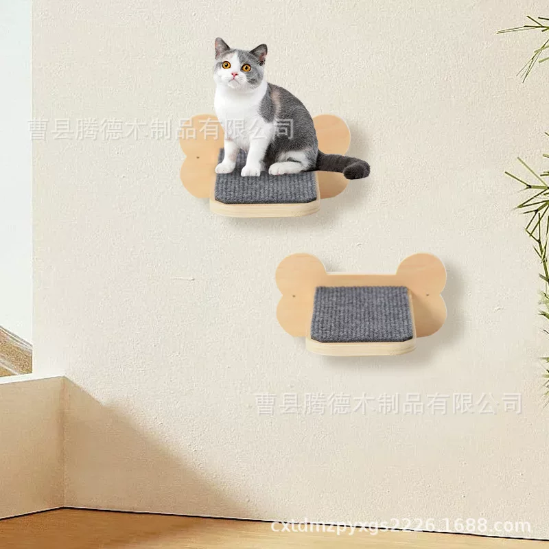 现货木制猫爬架墙上悬挂式实木猫梯架家用猫咪墙上玩具宠物梯架