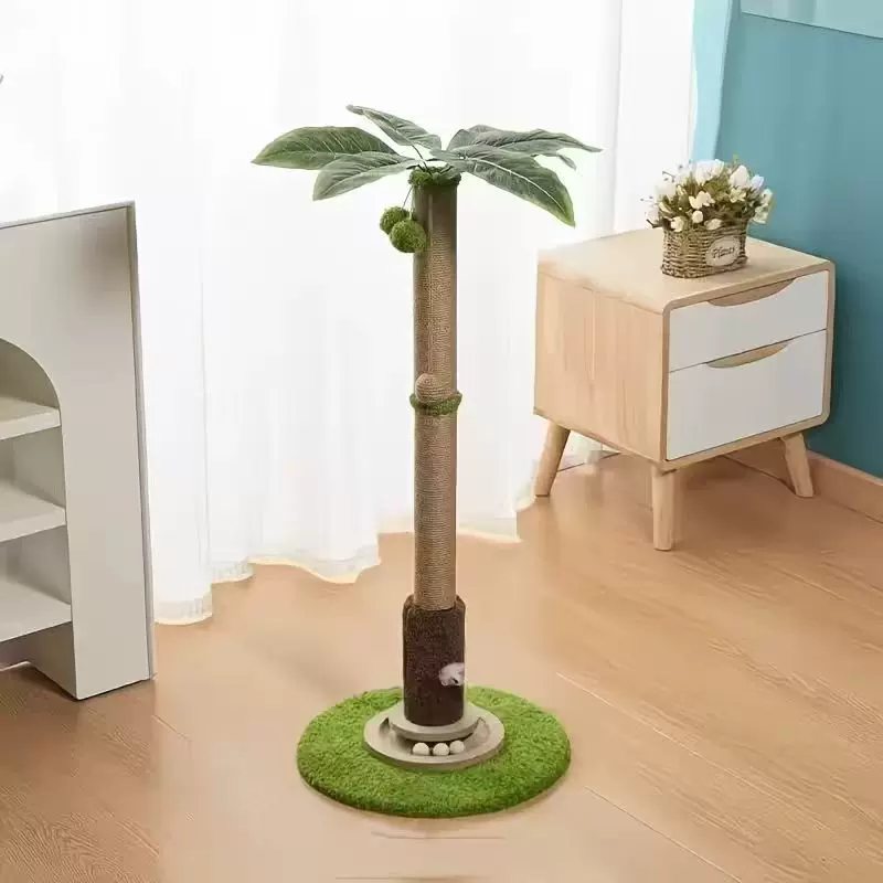 新款椰树叶散尾葵猫爬架老鼠逗猫咪剑麻绳磨爪猫抓柱加高室内摆件