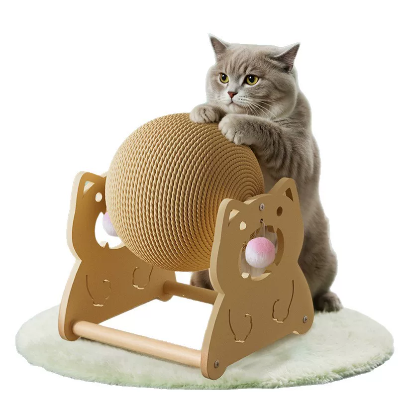 剑麻绳猫抓球耐磨不掉屑猫抓板立式滚轮磨爪猫咪玩具宠物用品大全
