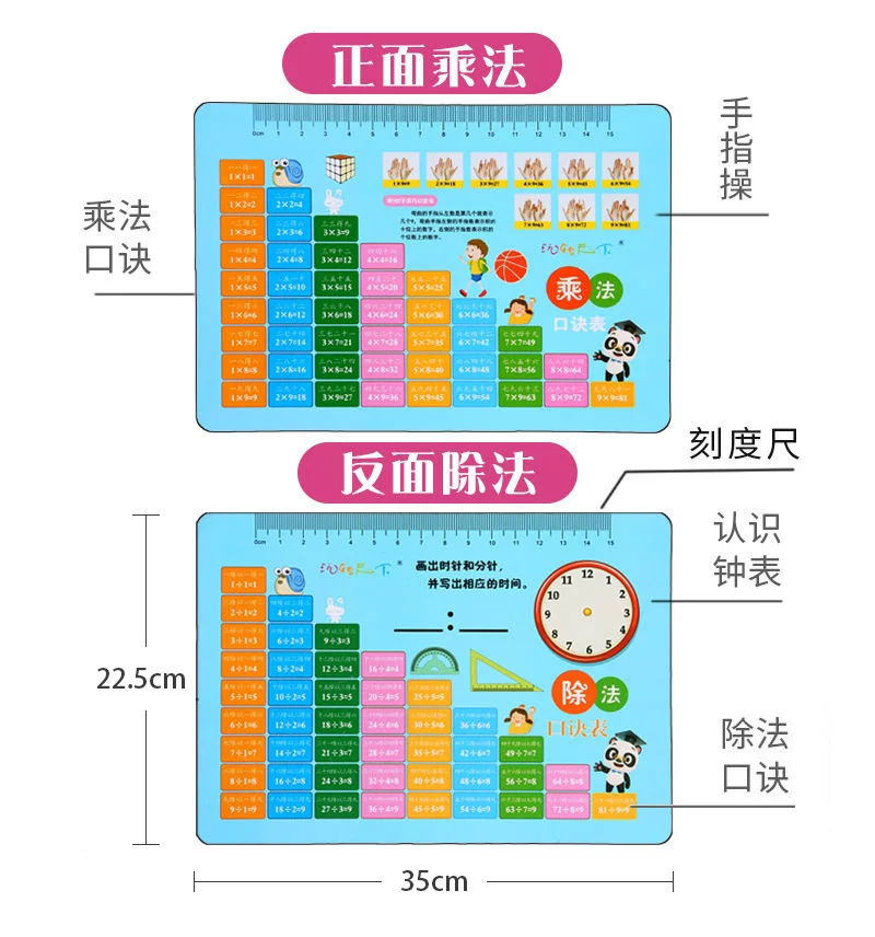 pvc乘除法卡九九乘法口诀表一二年级乘除法卡片小学数学99乘法