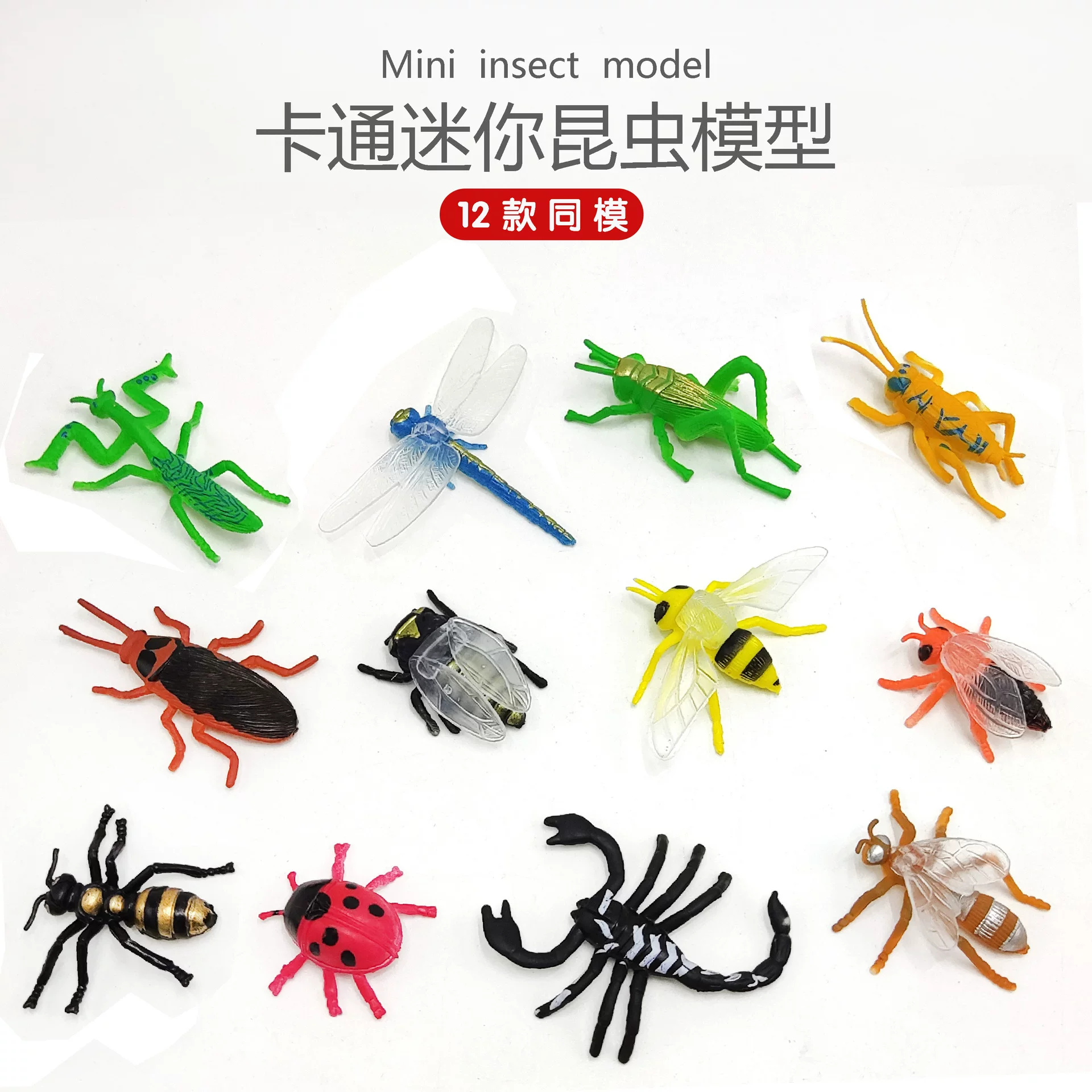 12只仿真小昆虫模型迷你益智认知儿童玩具螳螂模型儿童玩具跨境
