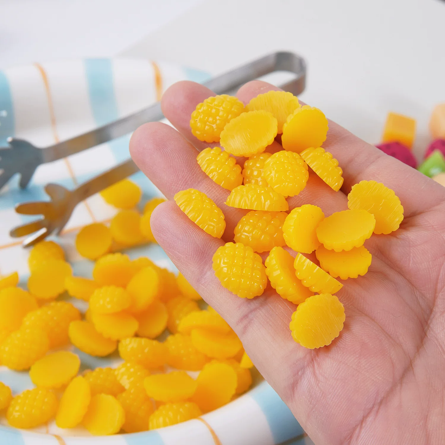 迷你仿真微缩小芒果粒模型DIY食玩水果捞食材配件过家家儿童玩具