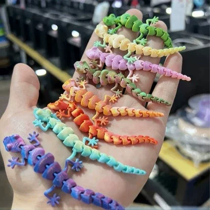 3D打印蜥蜴壁虎一体关节可动儿童玩具礼物摆件装饰小动物跨境热卖