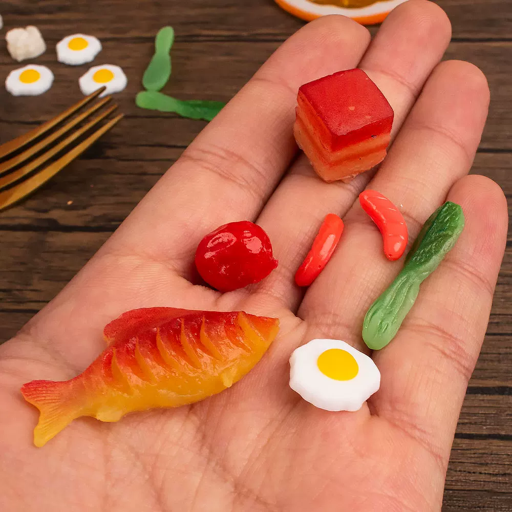 食材配件模型pvc仿真鱼红烧肉青菜微缩食玩dollhouse娃娃屋玩具