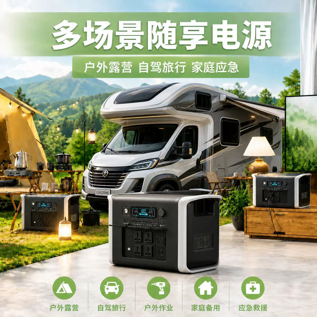 2600W大功率户家庭储能电源2048Wh超大容量便携户外移动电源定制