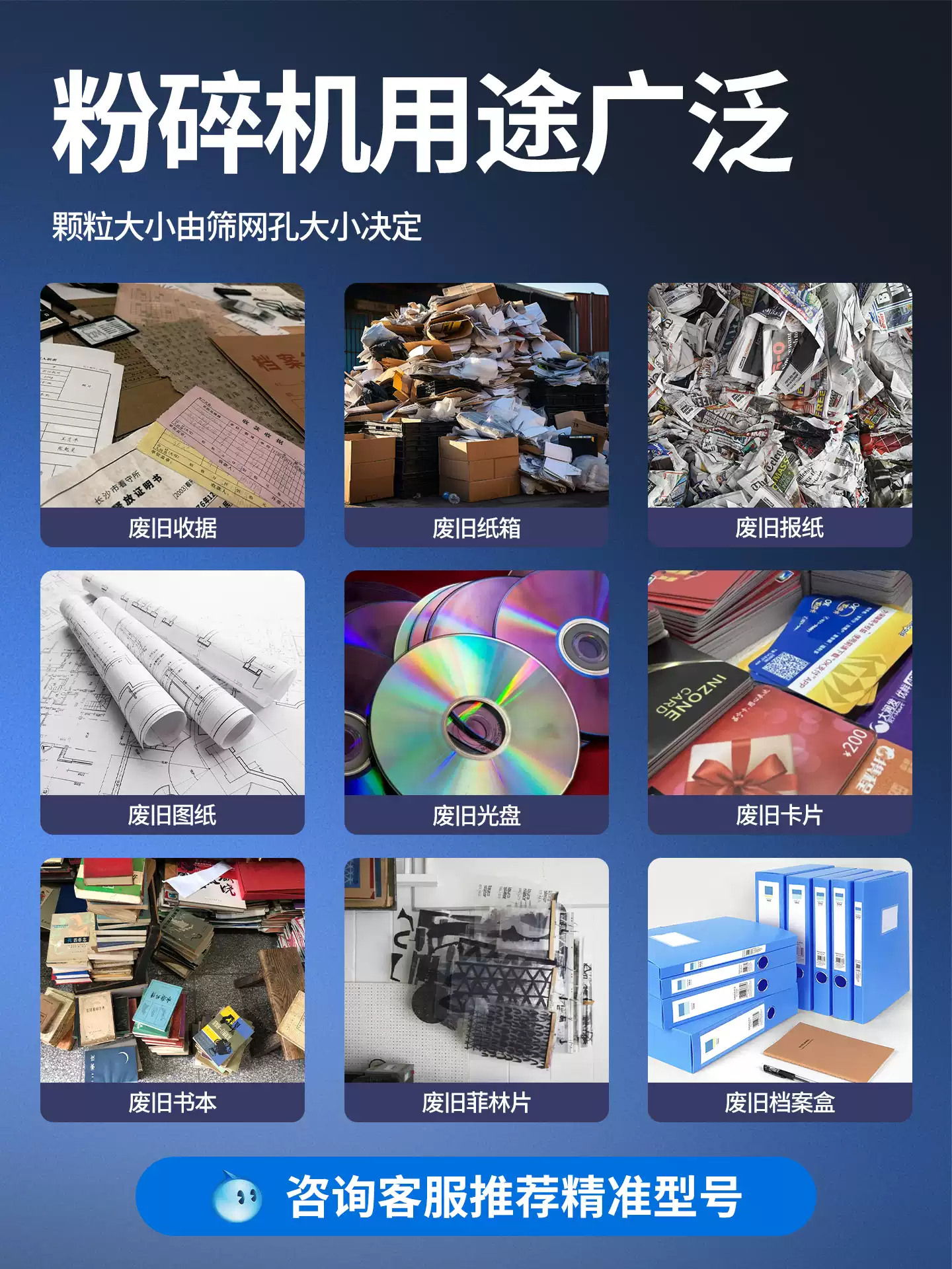 大型工业碎纸机 书本纸张文件粉碎机 财务凭证订单合同销毁粉碎机